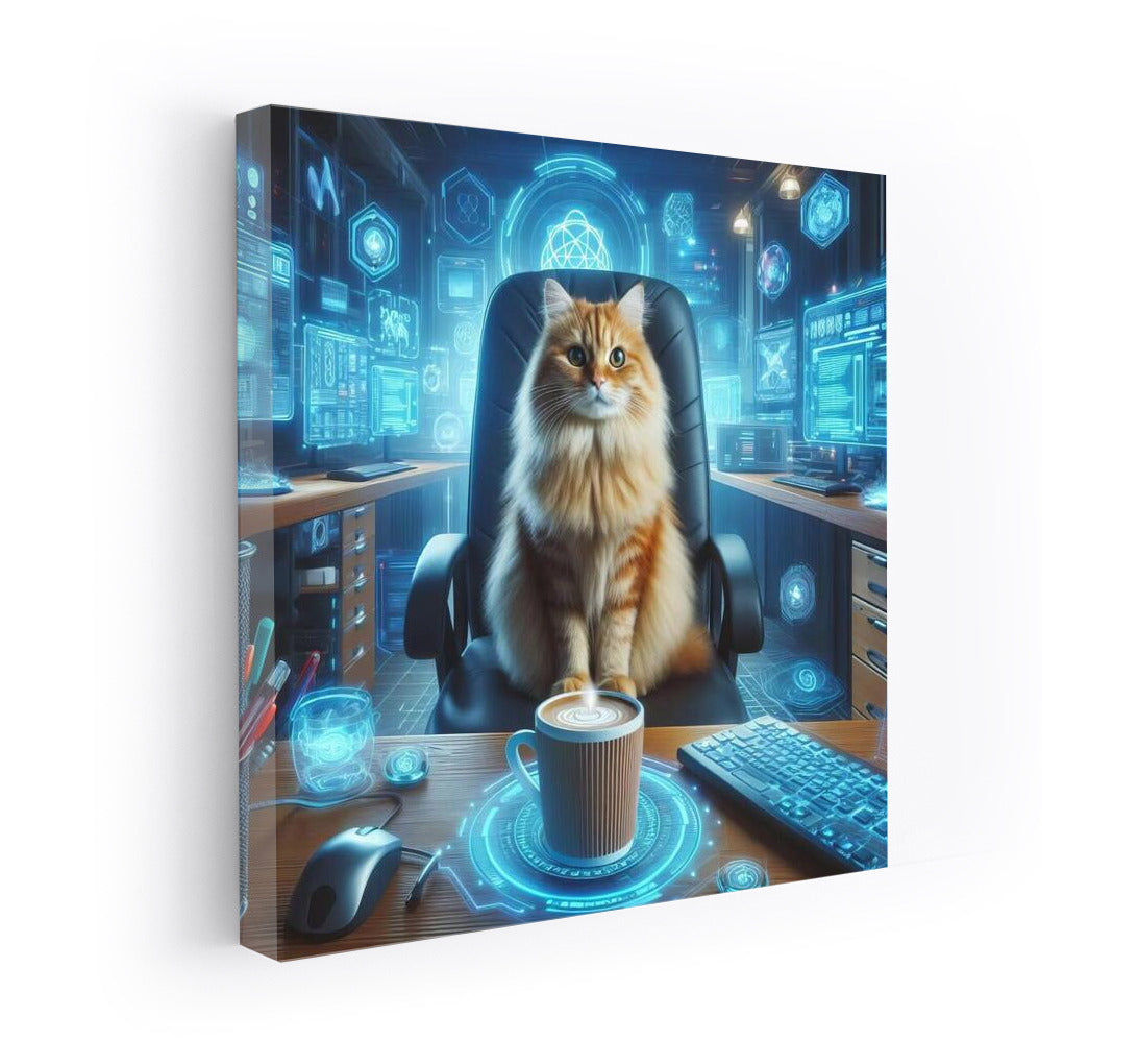 Cyber Cat in Cafe: Bright Accent for Your Walls