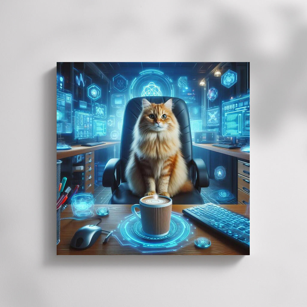 Cyber Cat in Cafe: Bright Accent for Your Walls