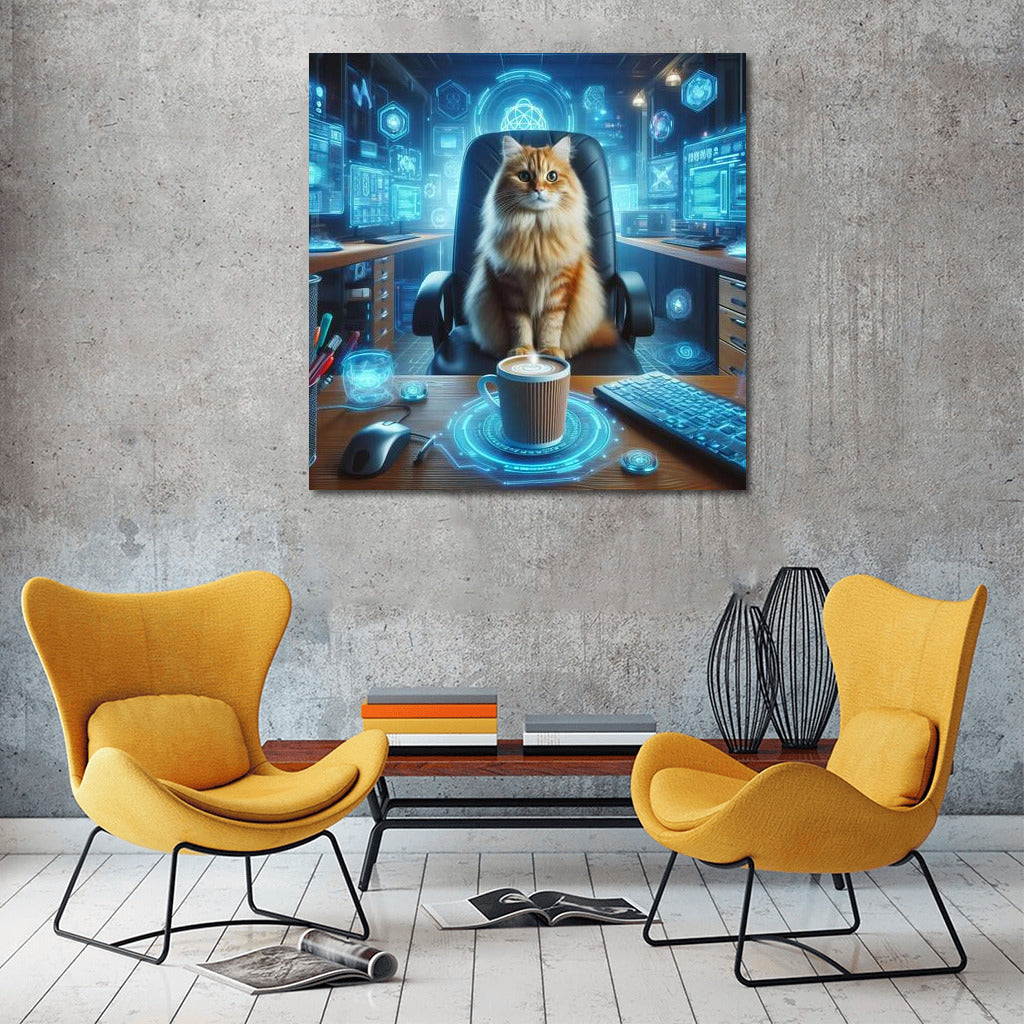Cyber Cat in Cafe: Bright Accent for Your Walls