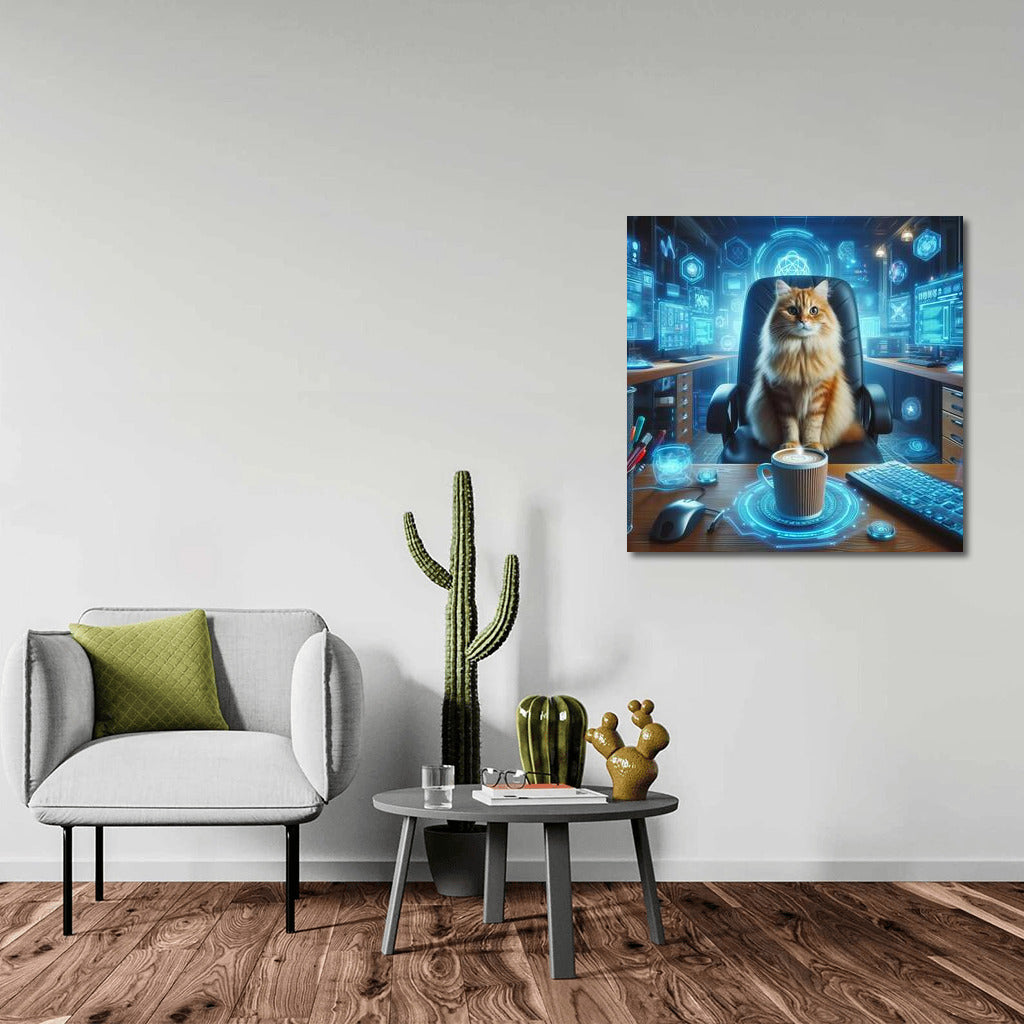 Cyber Cat in Cafe: Bright Accent for Your Walls