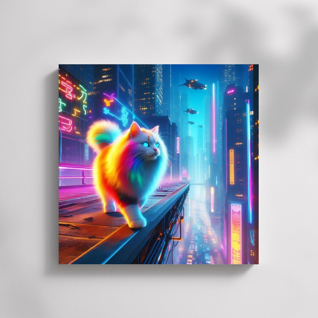 Cat in the Neon City of the Future: A Bright Fairytale