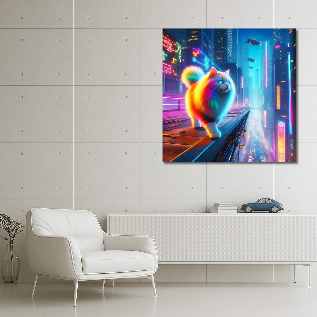 Cat in the Neon City of the Future: A Bright Fairytale