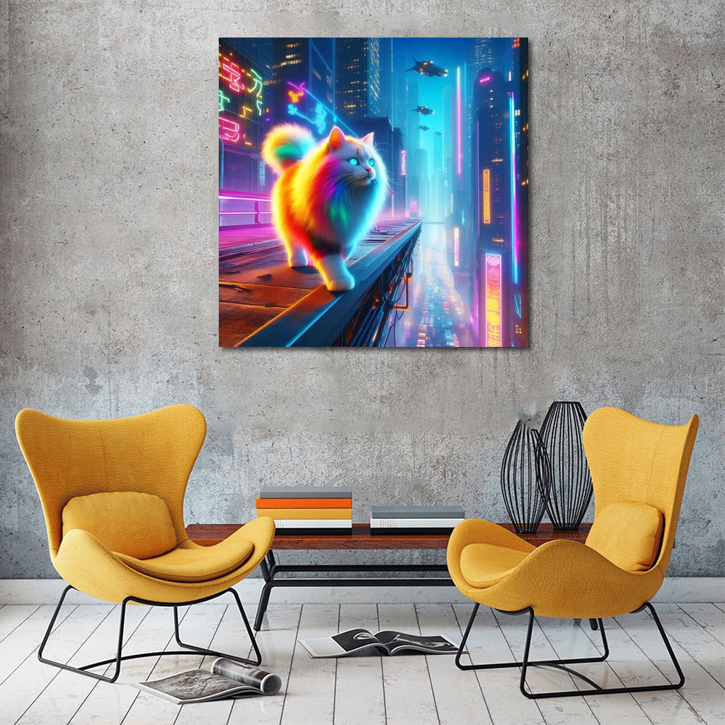Cat in the Neon City of the Future: A Bright Fairytale