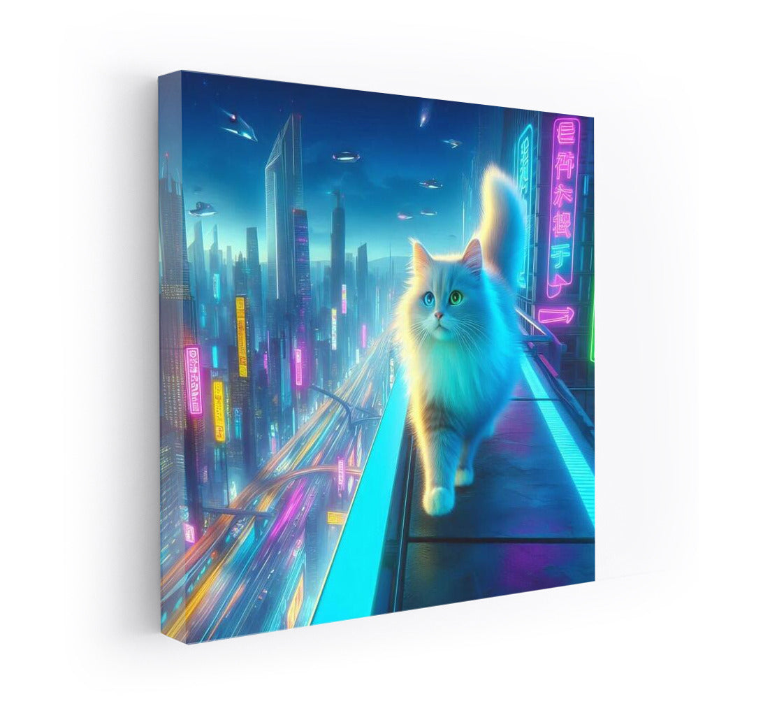 Neon Cat in the City of the Future: A Bright Accent for the Interior