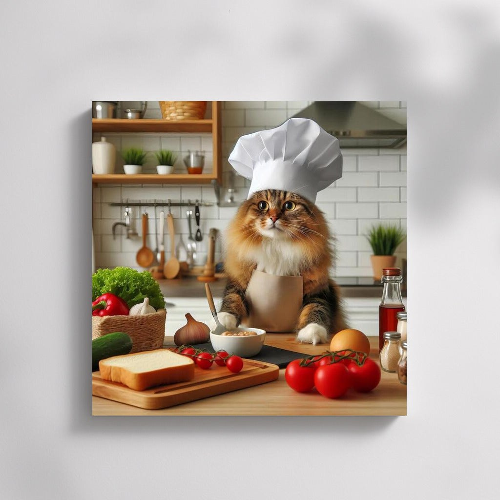 Cat-Chef in the Kitchen: Fluffy Gourmet in a Chef's Hat