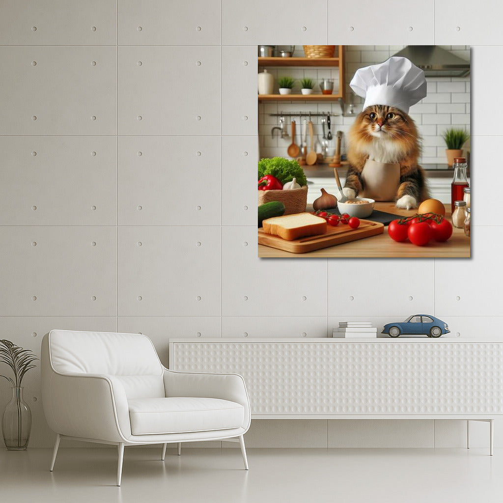Cat-Chef in the Kitchen: Fluffy Gourmet in a Chef's Hat