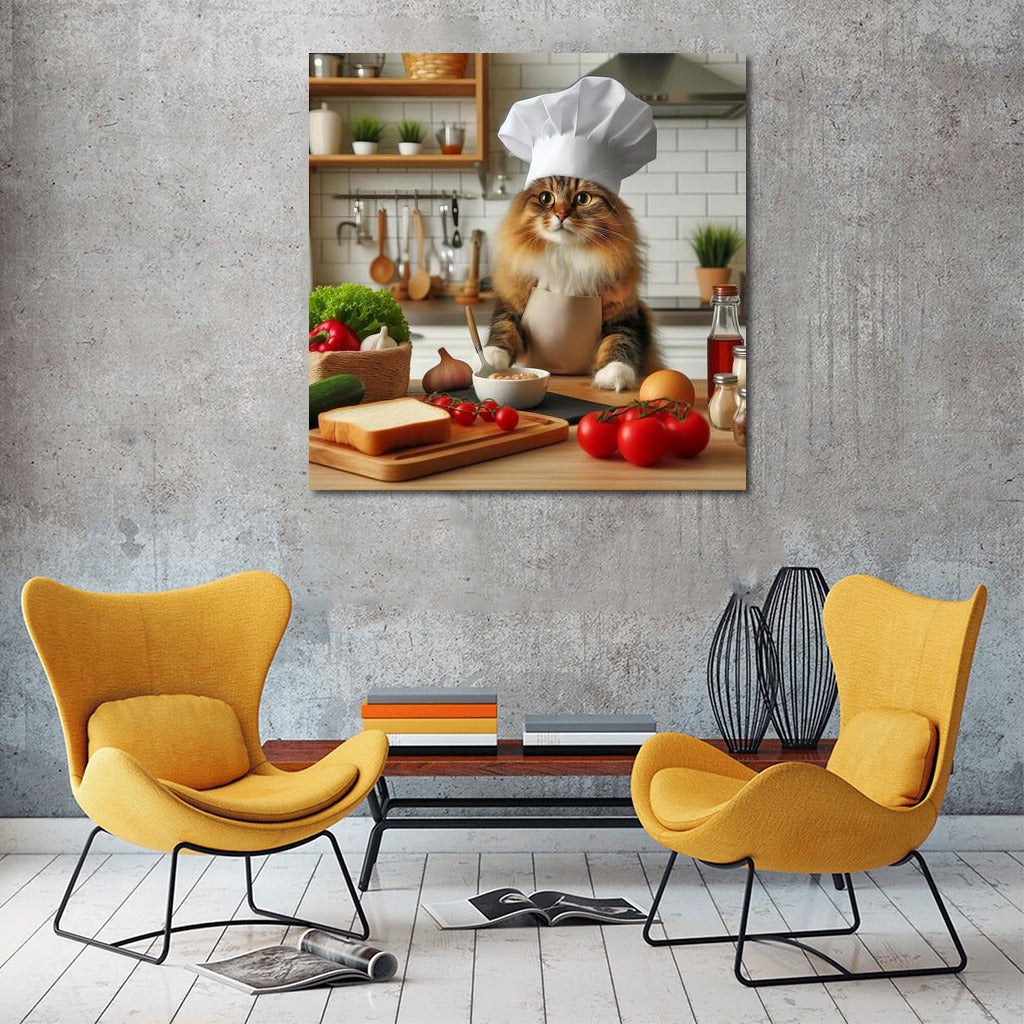 Cat-Chef in the Kitchen: Fluffy Gourmet in a Chef's Hat