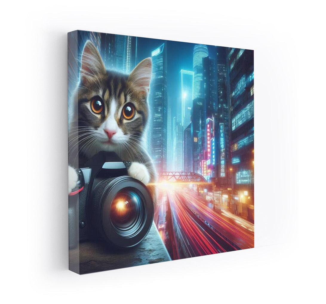 Futuristic Cat in Future City: Cute and Modern Decor