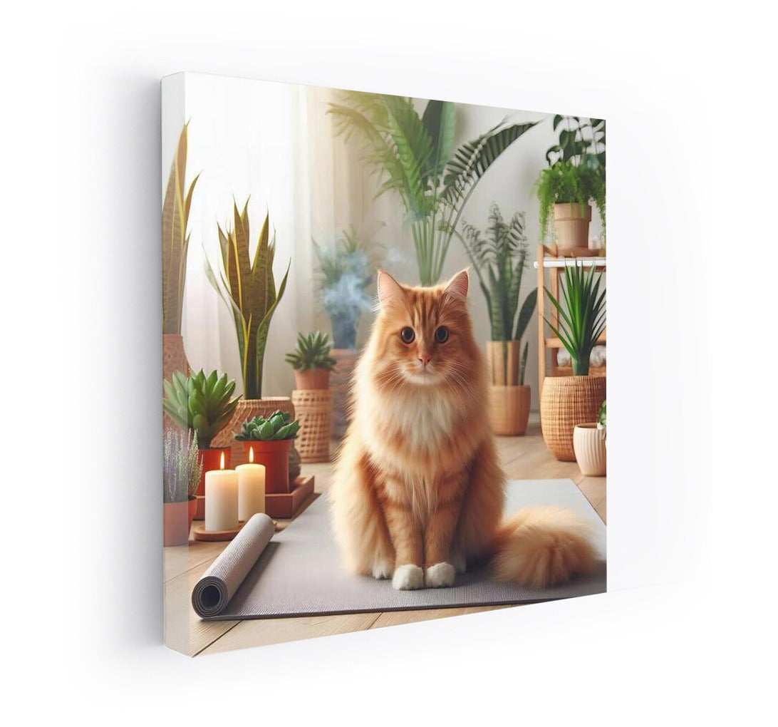 Yoga Cat: Fluffy Master of Calm in the Green Oasis