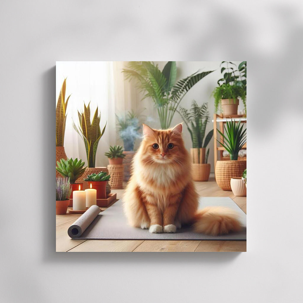 Yoga Cat: Fluffy Master of Calm in the Green Oasis