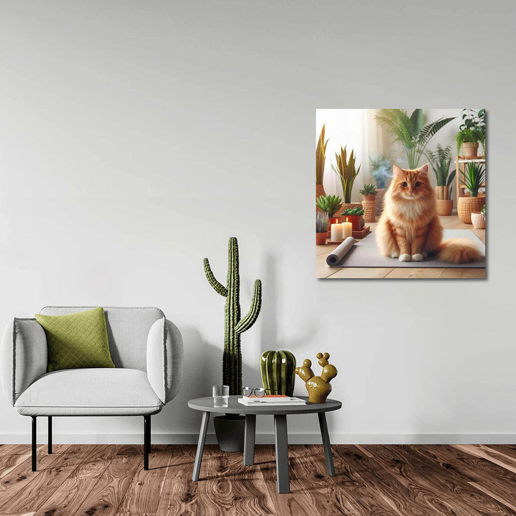 Yoga Cat: Fluffy Master of Calm in the Green Oasis