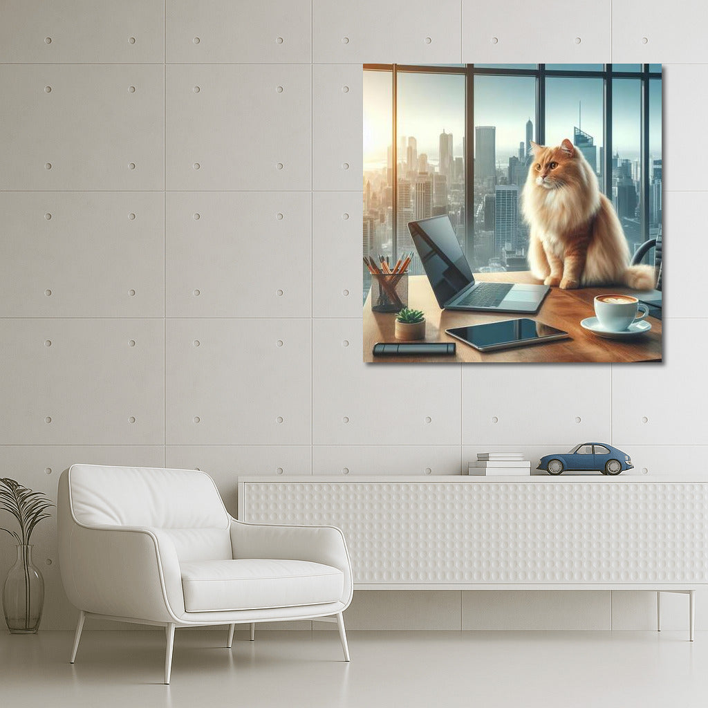 Fluffy Boss: Cat in the Office for Comfort and Style