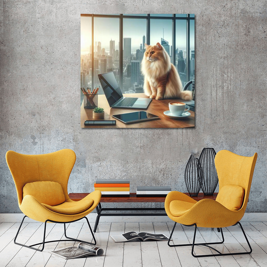 Fluffy Boss: Cat in the Office for Comfort and Style