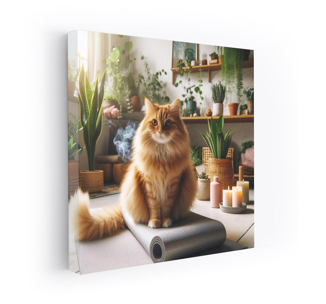 Fluffy Guru: Cat in Yoga Studio – Oasis of Calm