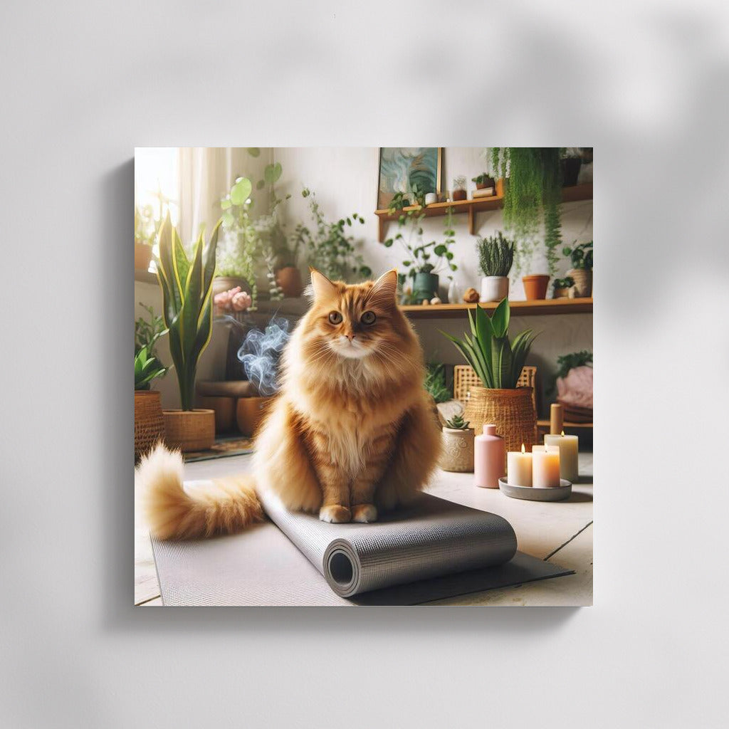 Fluffy Guru: Cat in Yoga Studio – Oasis of Calm