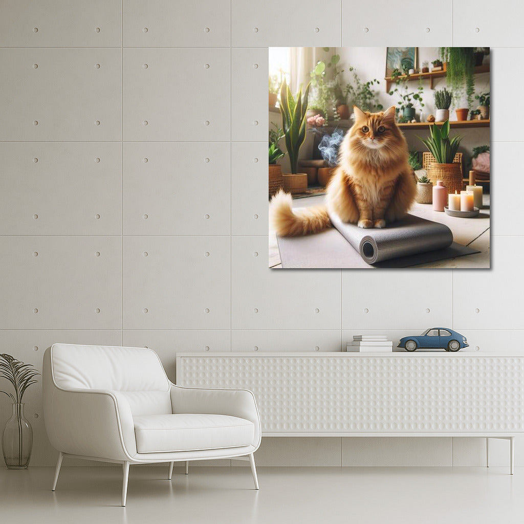 Fluffy Guru: Cat in Yoga Studio – Oasis of Calm