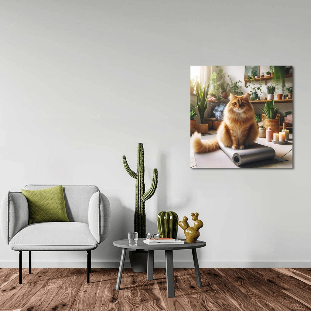 Fluffy Guru: Cat in Yoga Studio – Oasis of Calm