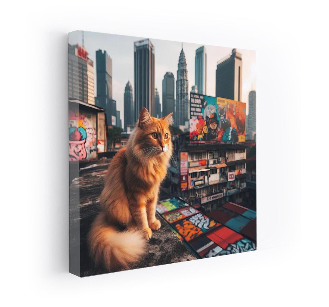 City Cat on the Roof: The Charm of High-Rises and Graffiti