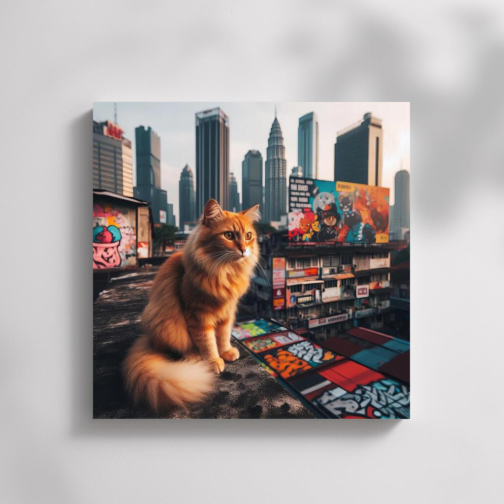 City Cat on the Roof: The Charm of High-Rises and Graffiti