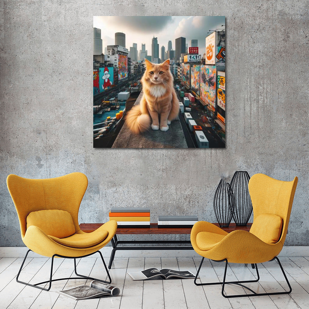 Mystical Cat on a City Roof: Street Inspiration for Interiors