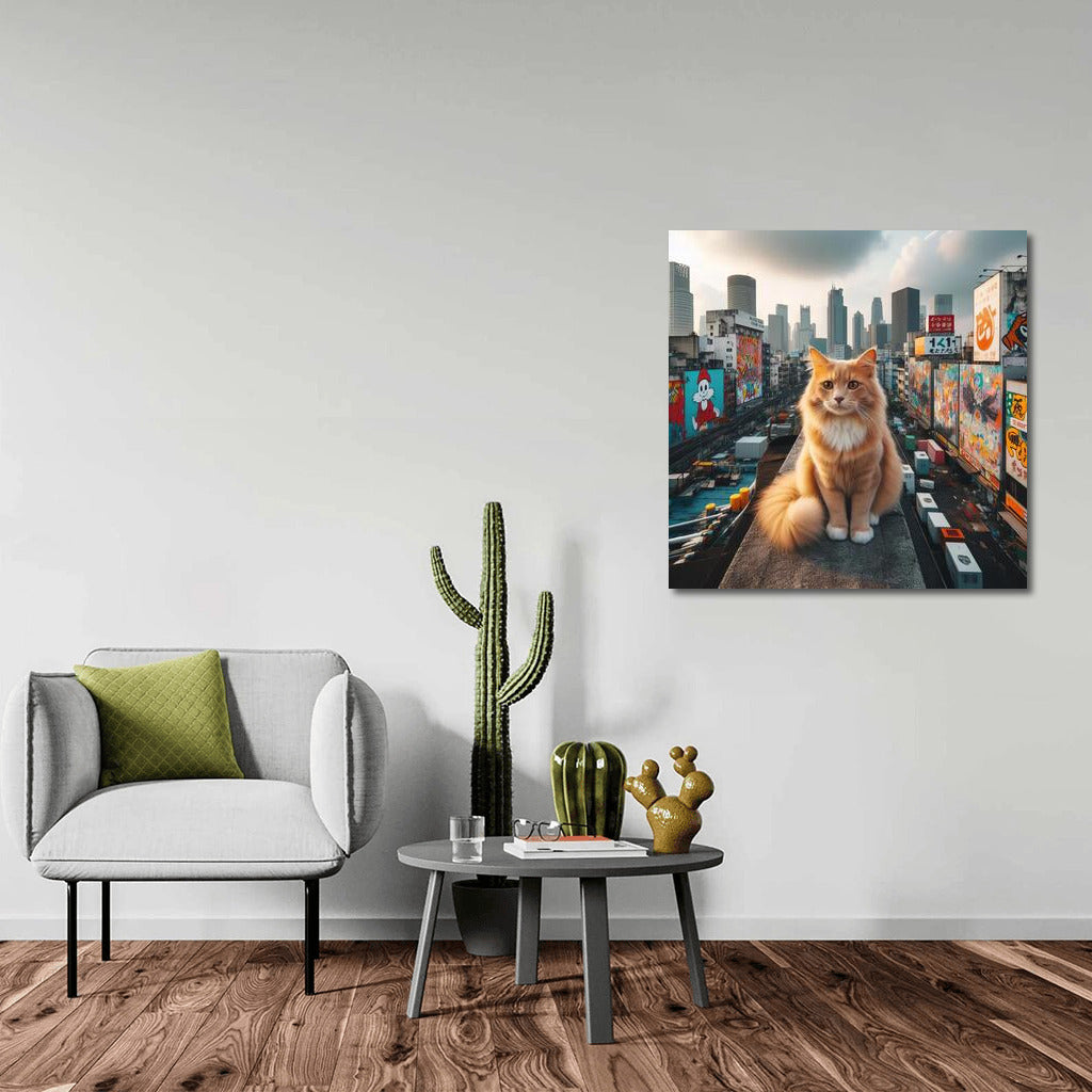 Mystical Cat on a City Roof: Street Inspiration for Interiors