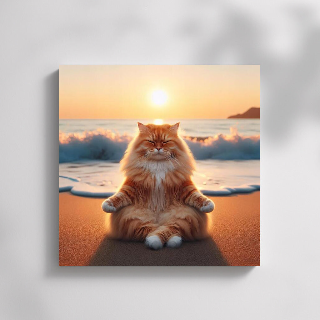 Sunset Meditation: Cat on the Beach