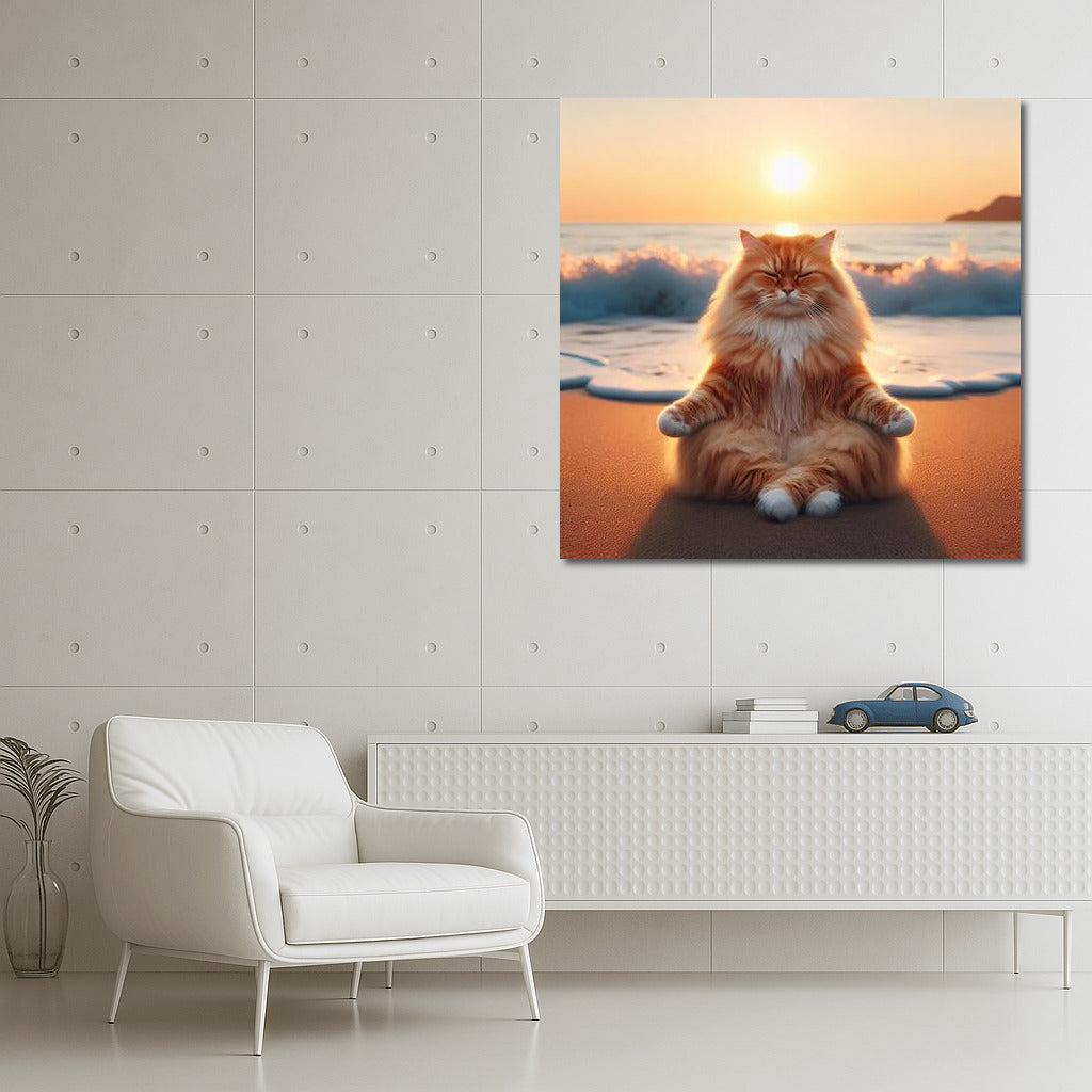 Sunset Meditation: Cat on the Beach