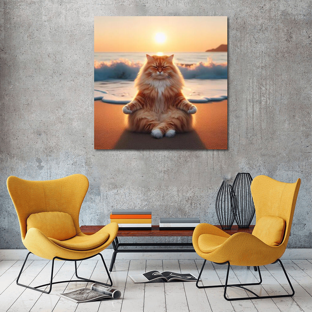 Sunset Meditation: Cat on the Beach