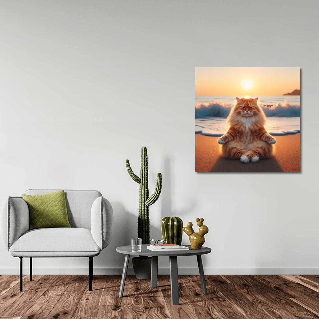 Sunset Meditation: Cat on the Beach