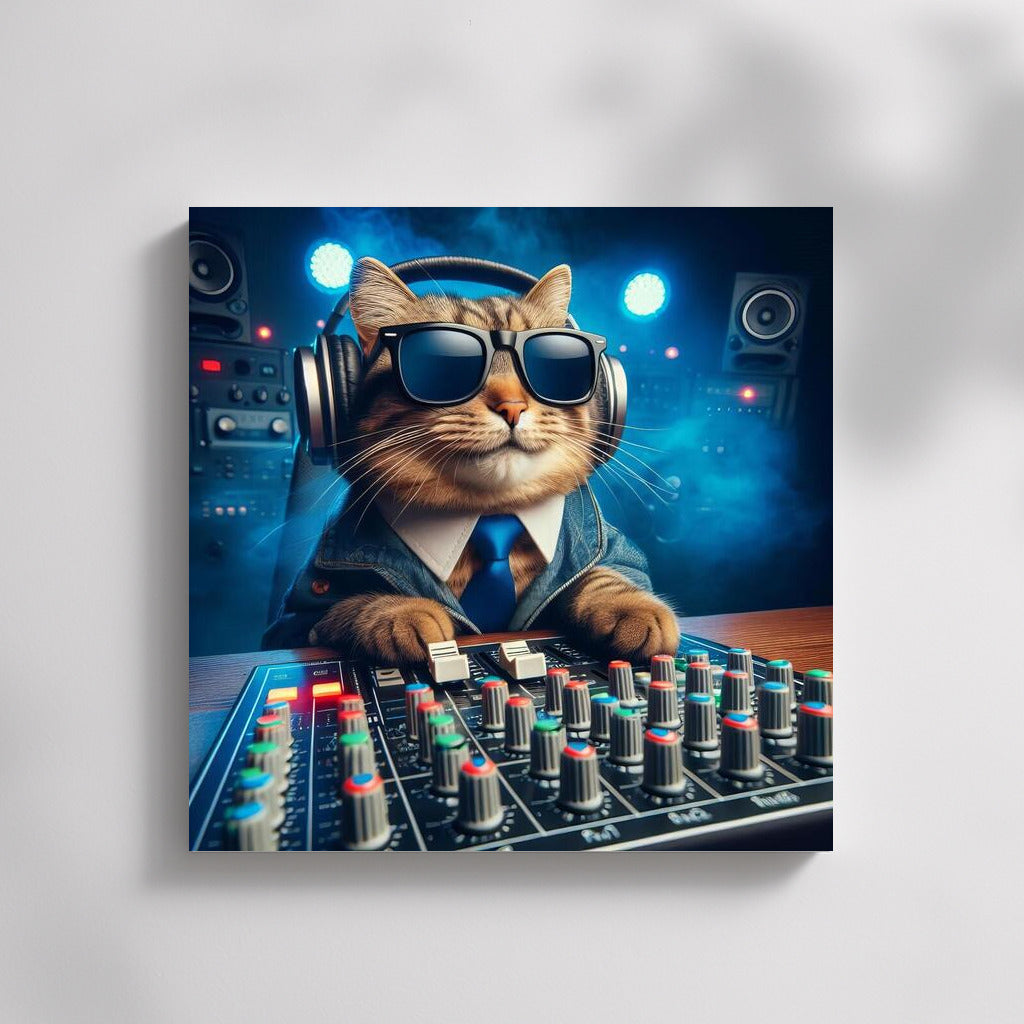 Music Mixmaster: Cat Producer in Headphones