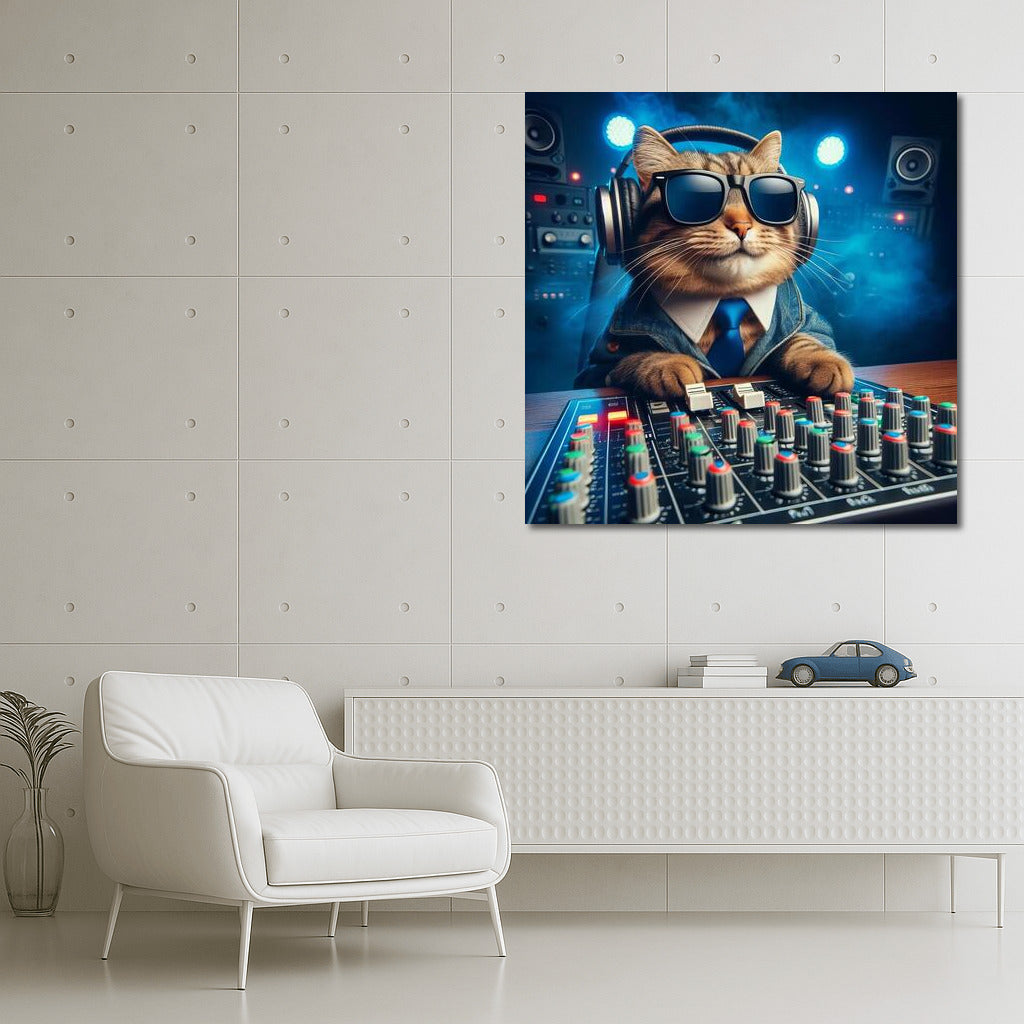Music Mixmaster: Cat Producer in Headphones