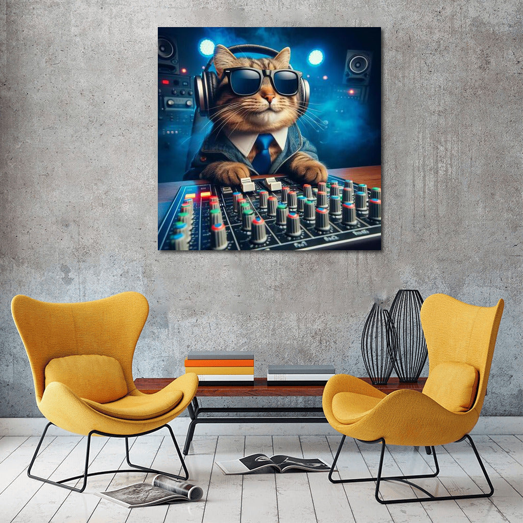 Music Mixmaster: Cat Producer in Headphones
