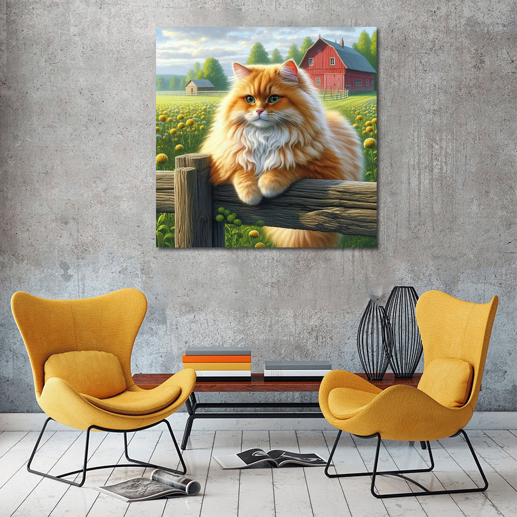 Red Cat on the Farm: Pastoral Idyll for Coziness