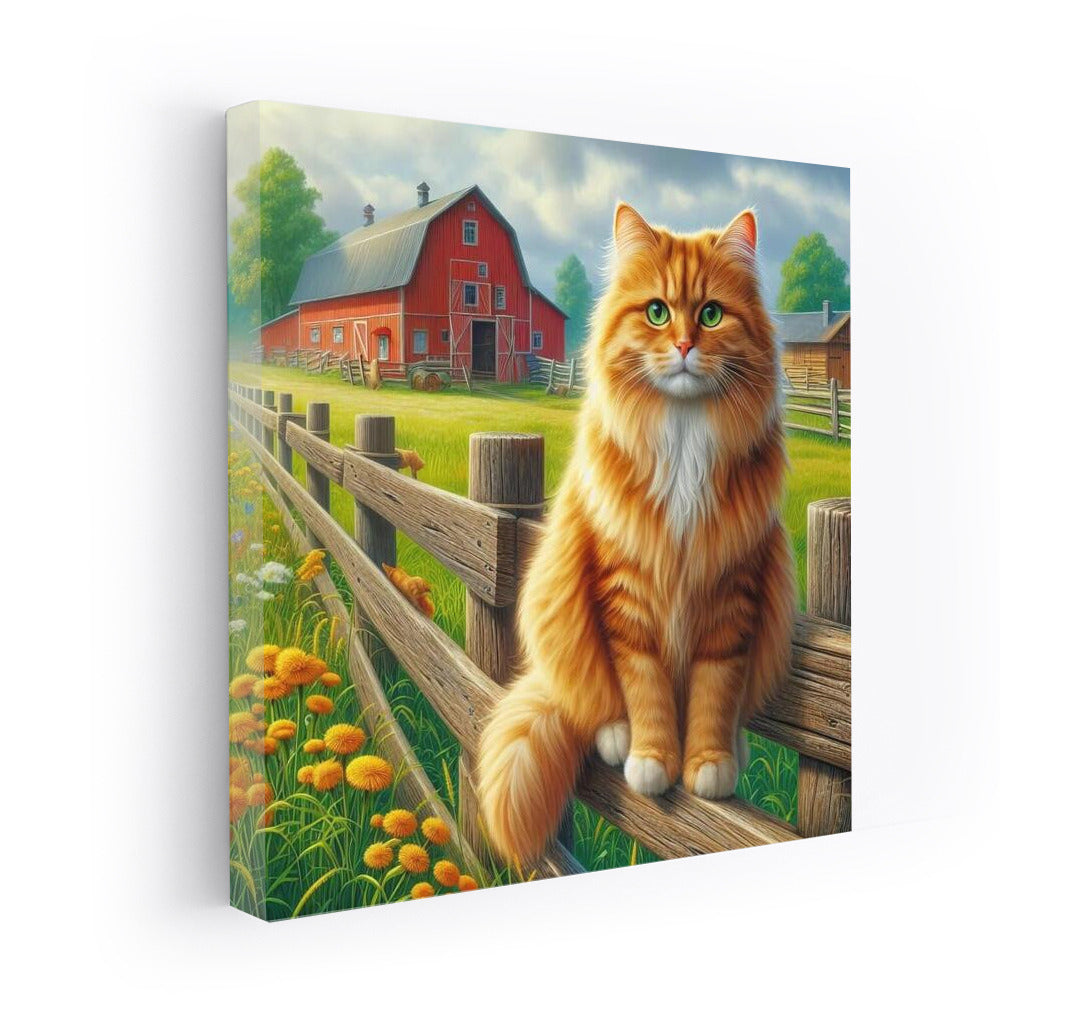 Fluffy Cat on a Country Farm: Comfort and Tranquility