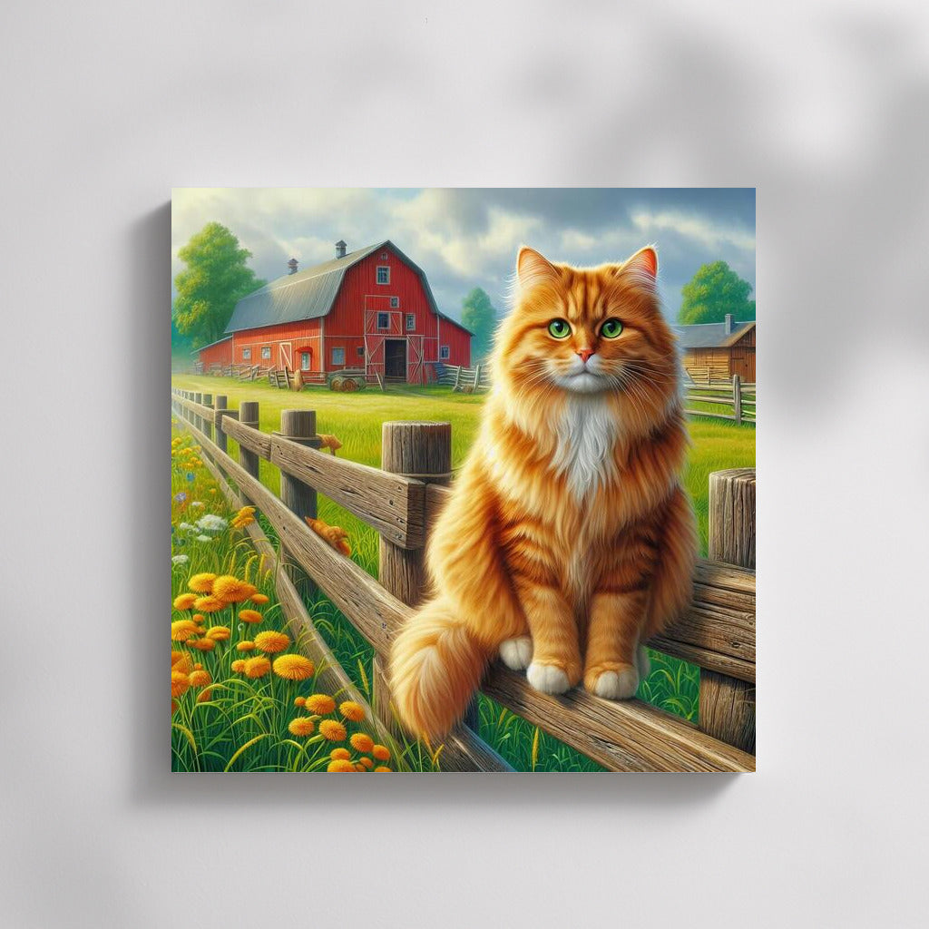 Fluffy Cat on a Country Farm: Comfort and Tranquility