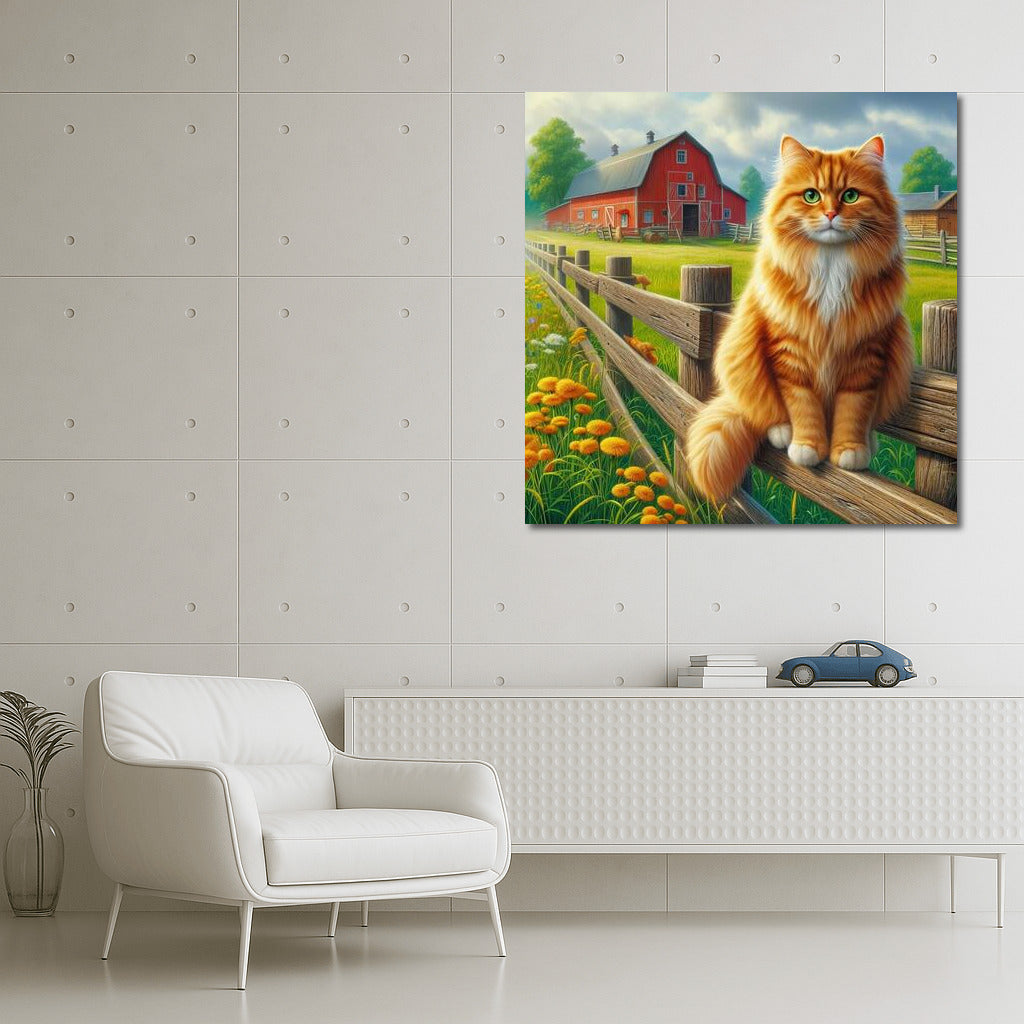 Fluffy Cat on a Country Farm: Comfort and Tranquility