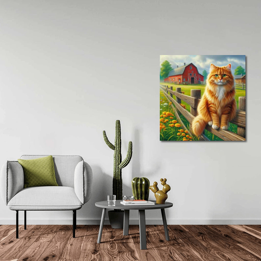 Fluffy Cat on a Country Farm: Comfort and Tranquility