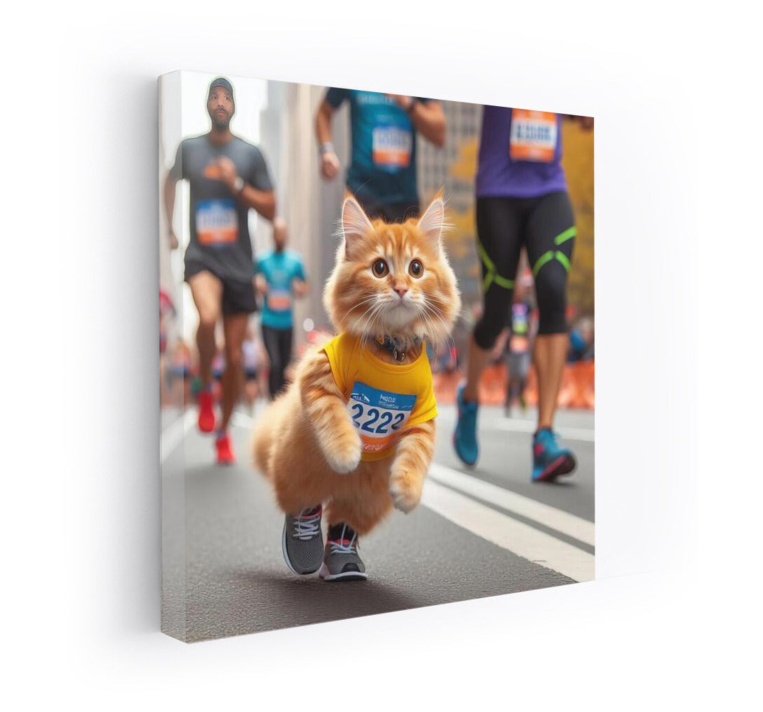 Marathon Cat in a Bright T-Shirt: City Run
