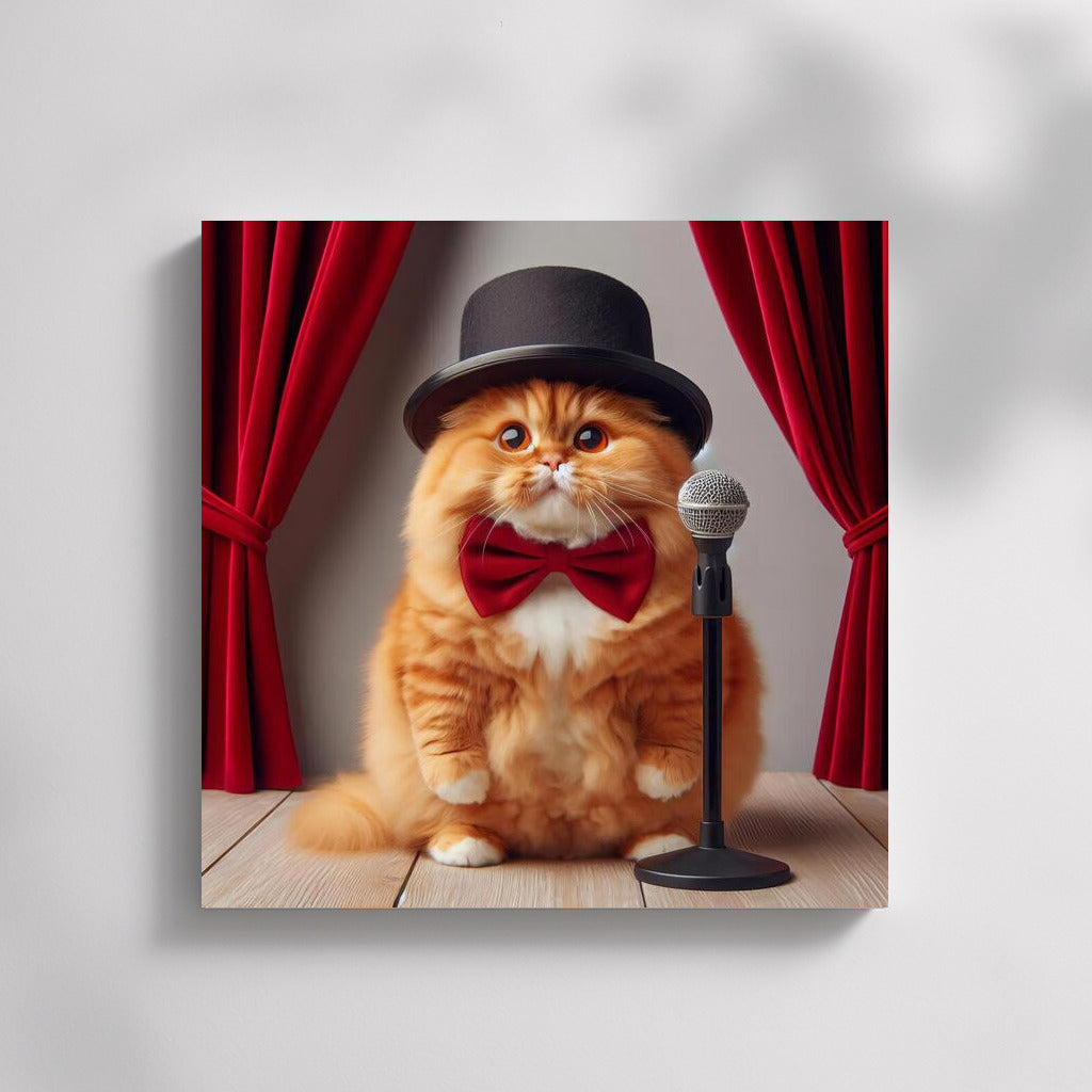 Charm and Voice: Cat Performer in a Top Hat
