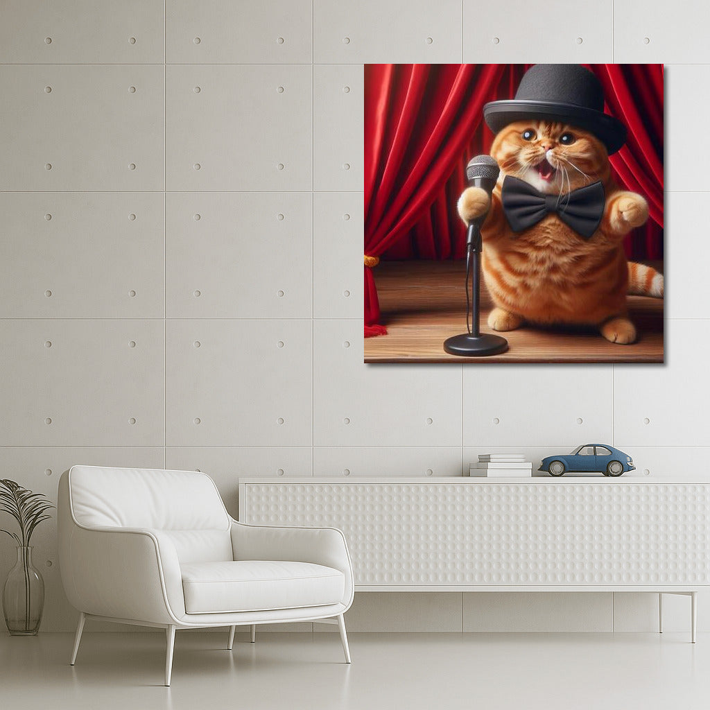 Top Hat and Whiskers: Cat Performer in Action