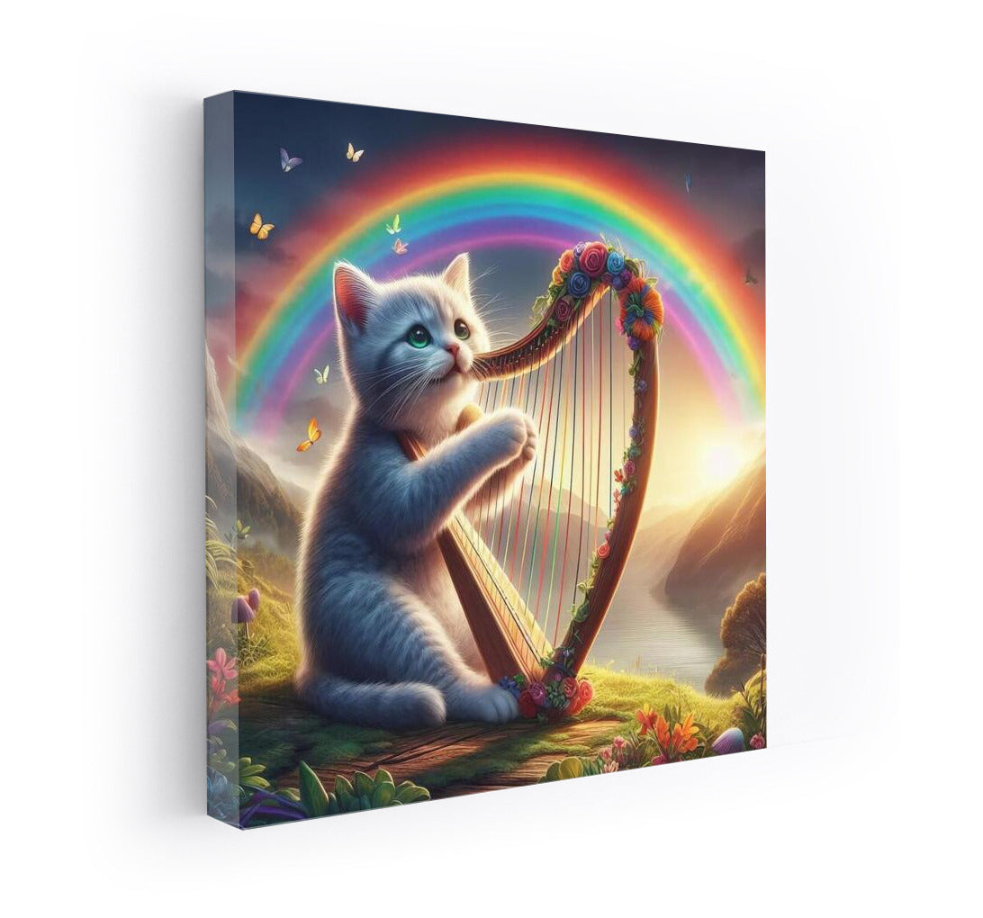 Rainbow Harp Melodies: The Cat Who Brings Nature to Life