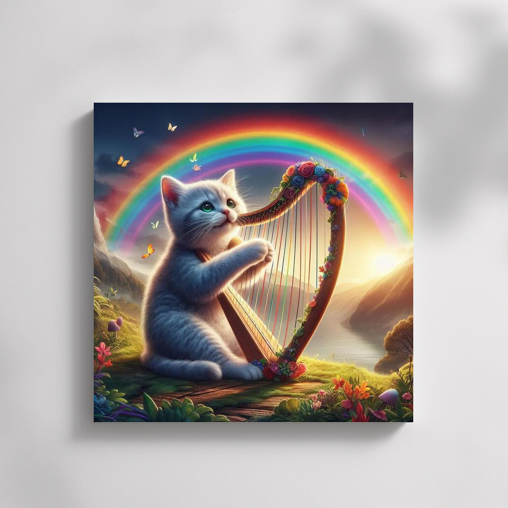 Rainbow Harp Melodies: The Cat Who Brings Nature to Life