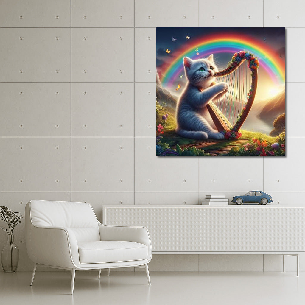 Rainbow Harp Melodies: The Cat Who Brings Nature to Life