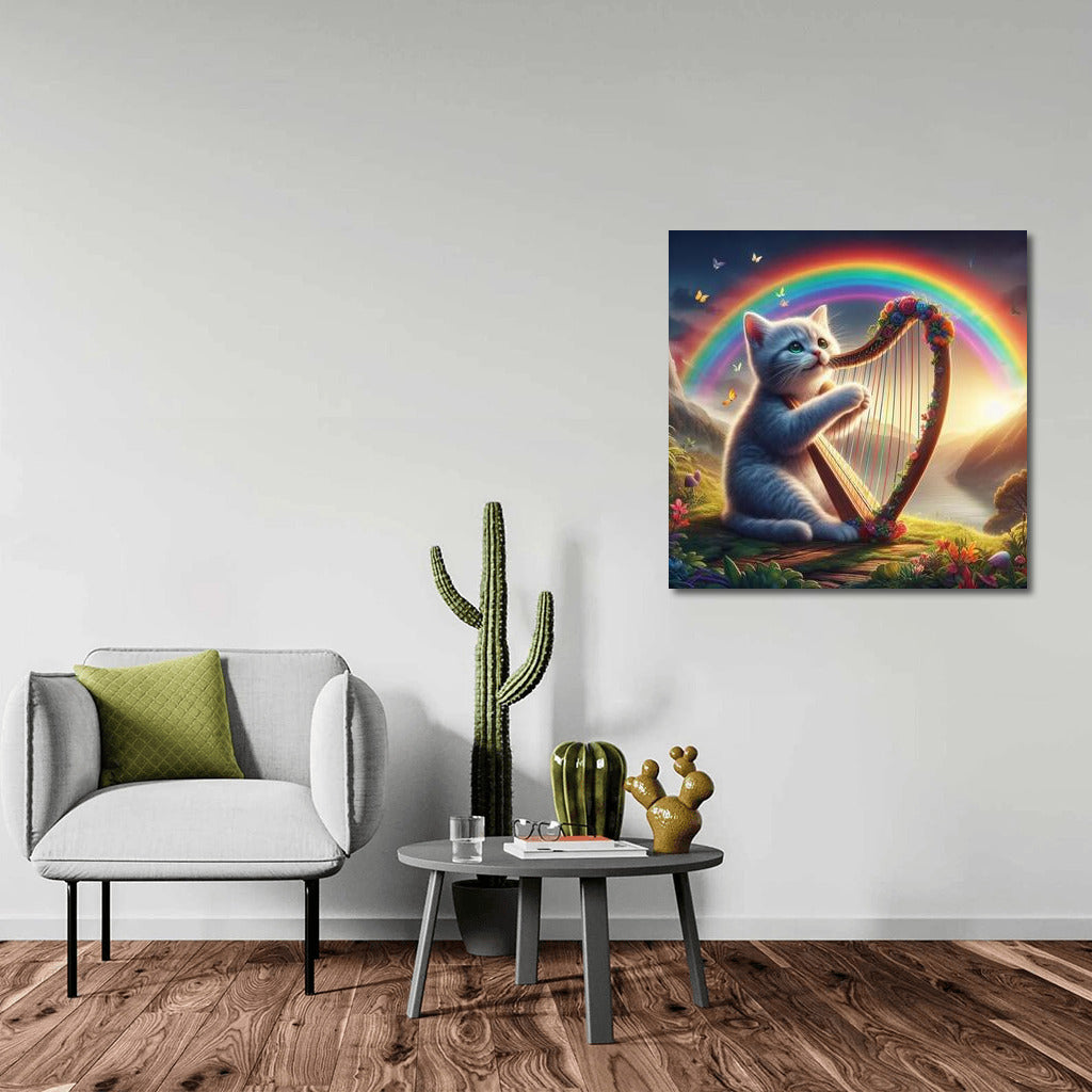 Rainbow Harp Melodies: The Cat Who Brings Nature to Life