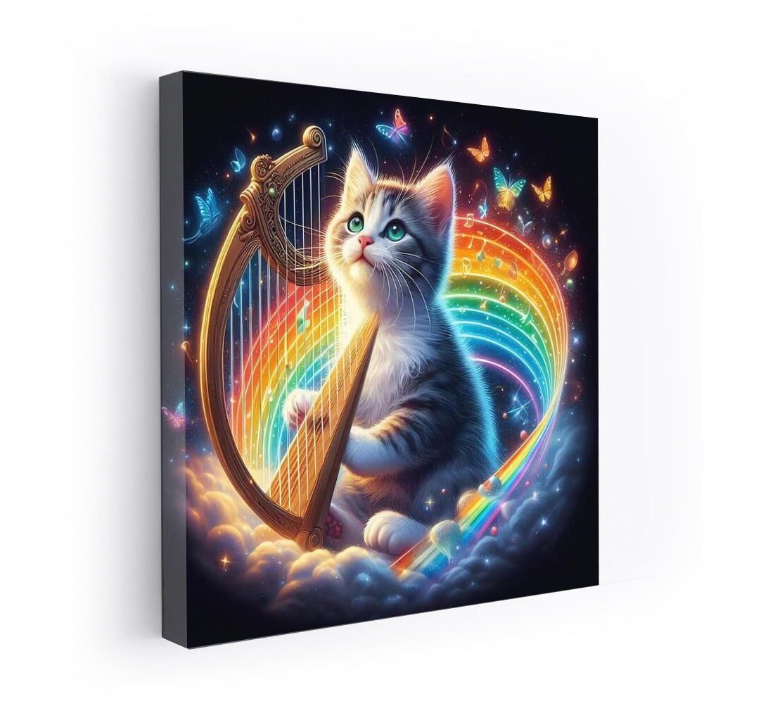 Rainbow Harp Melodies: The Cat Who Brings Nature to Life