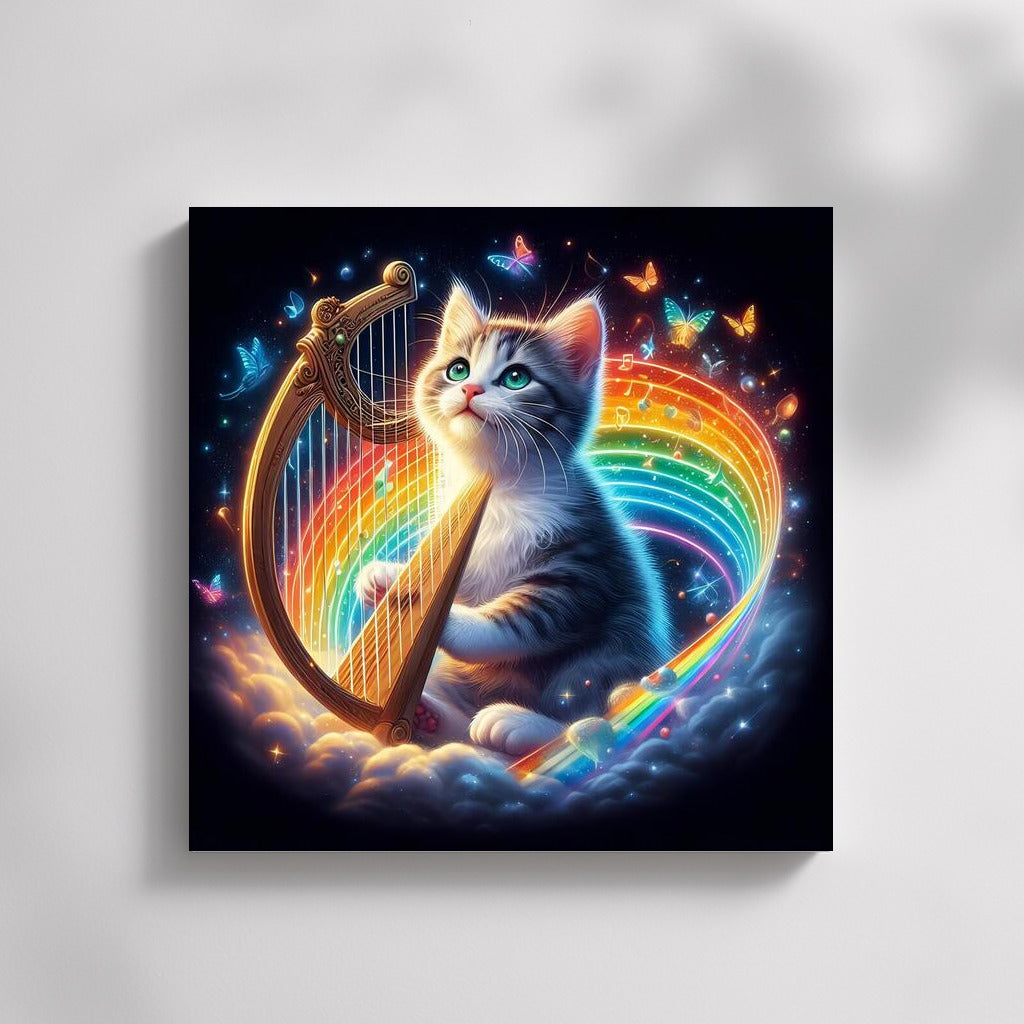 Rainbow Harp Melodies: The Cat Who Brings Nature to Life