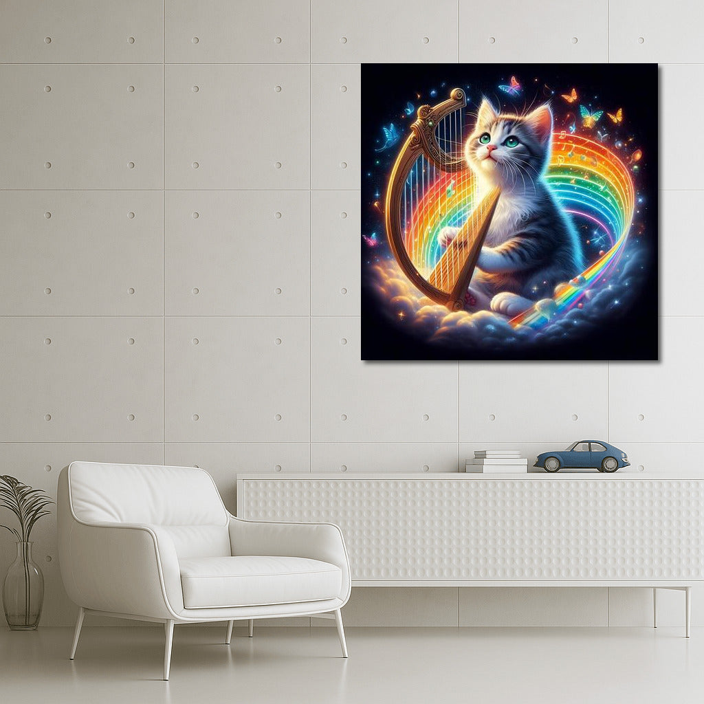 Rainbow Harp Melodies: The Cat Who Brings Nature to Life