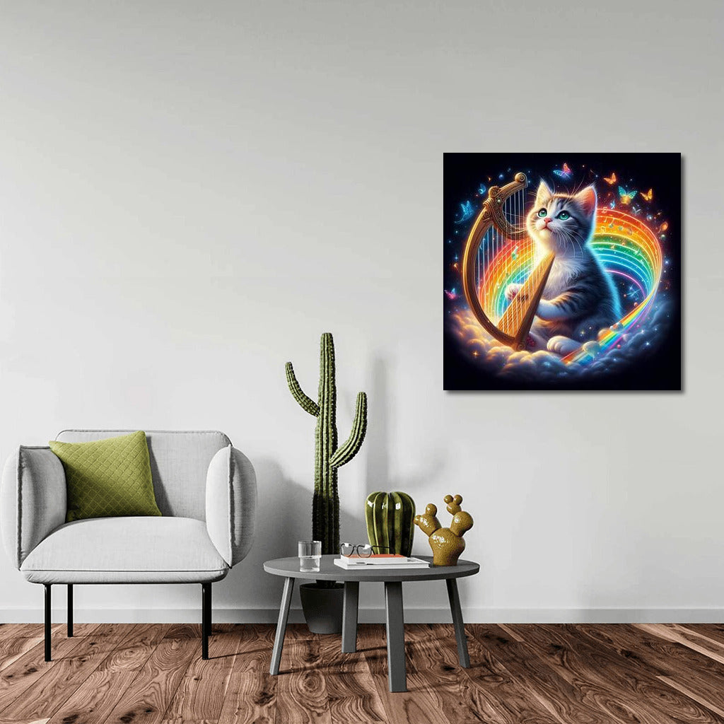 Rainbow Harp Melodies: The Cat Who Brings Nature to Life