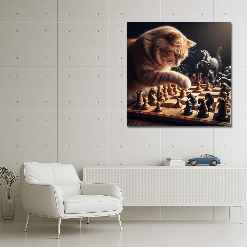 Chess Tournament: Cat and Living Pieces in Battle