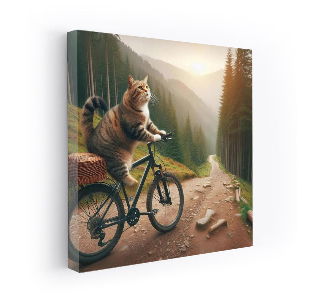 Fluffy Biker: Cat on a bike in the mountains